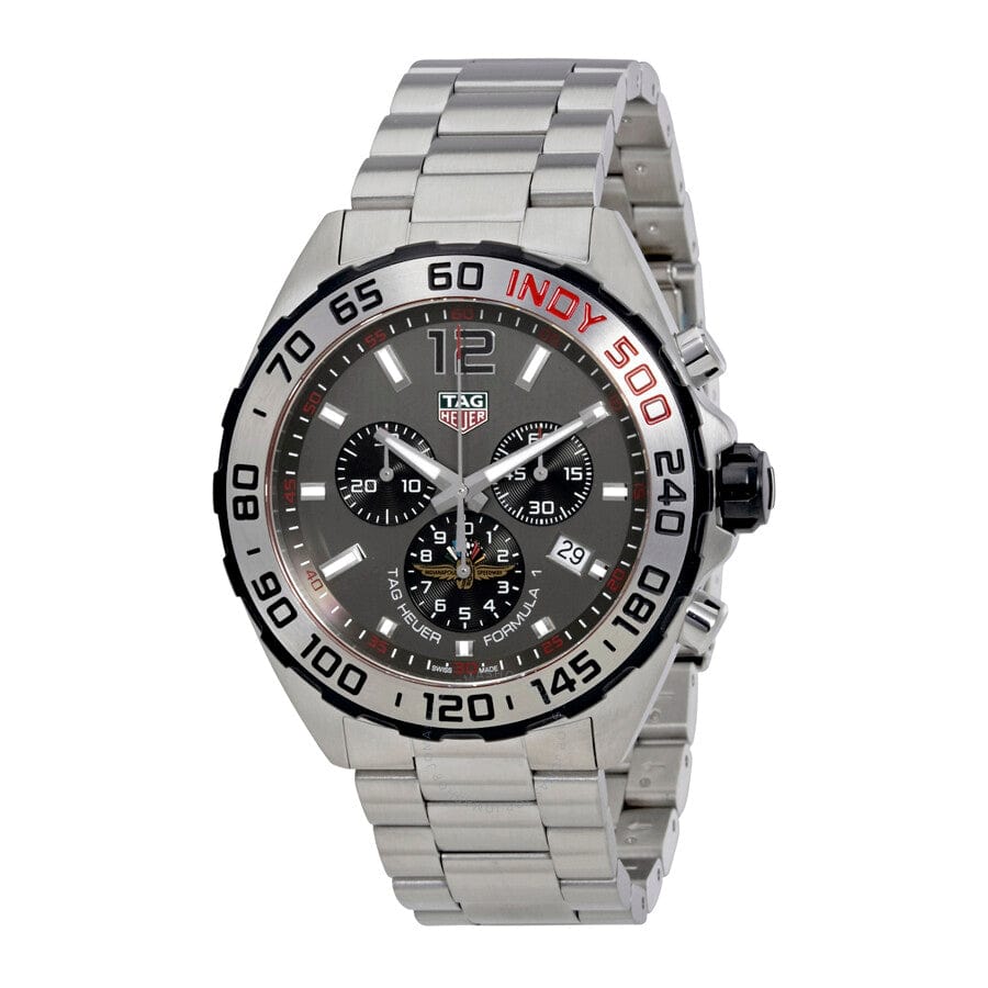 Buy Shop Tag Heuer Formula 1 Chronograph Indy 500 Special Edition Grey Dial Silver Steel Strap Watch for Men - CAZ1016.EB0058 USA Online