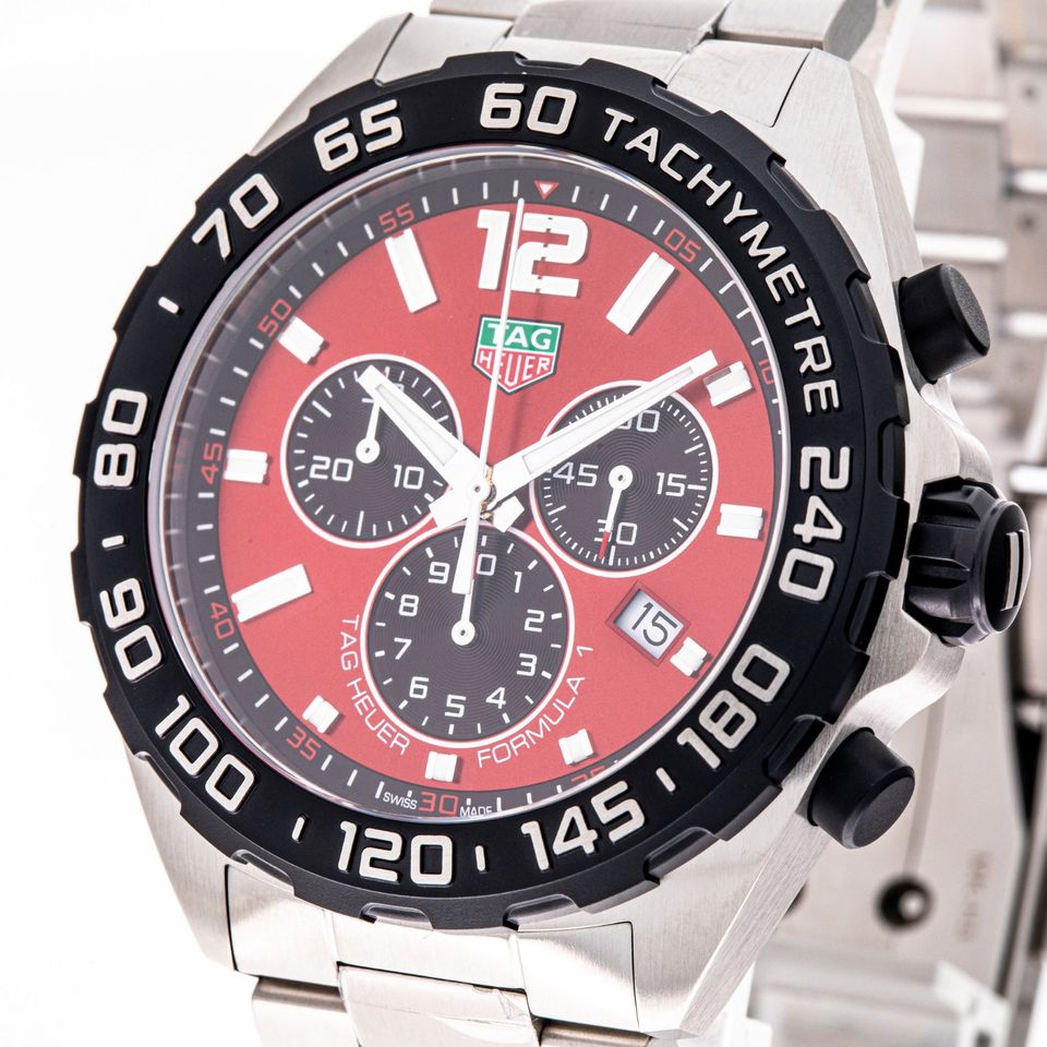 Buy Shop Tag Heuer Formula 1 Chronograph Red Dial Silver Steel Strap Watch for Men - CAZ101AN.BA0842 USA Online