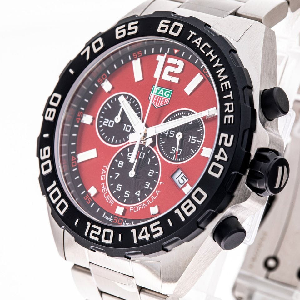 Buy Shop Tag Heuer Formula 1 Chronograph Red Dial Silver Steel Strap Watch for Men - CAZ101AN.BA0842 USA Online