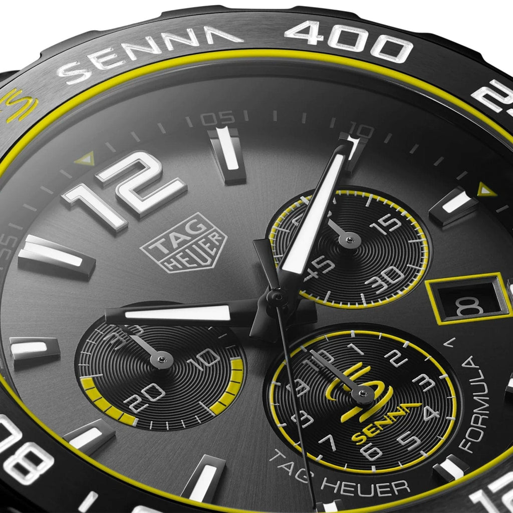 Buy Shop Tag Heuer Formula 1 Chronograph Senna Black Dial Black Leather Strap Watch for Men - CAZ101AJ.FC6487 USA Online