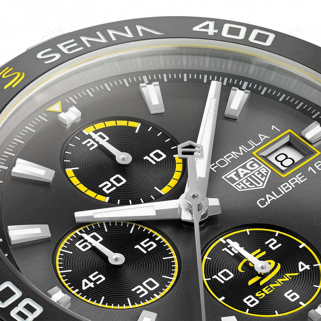 Buy Shop Tag Heuer Formula 1 Chronograph Senna Black Dial Black Leather Strap Watch for Men - CAZ101AJ.FC6487 USA Online