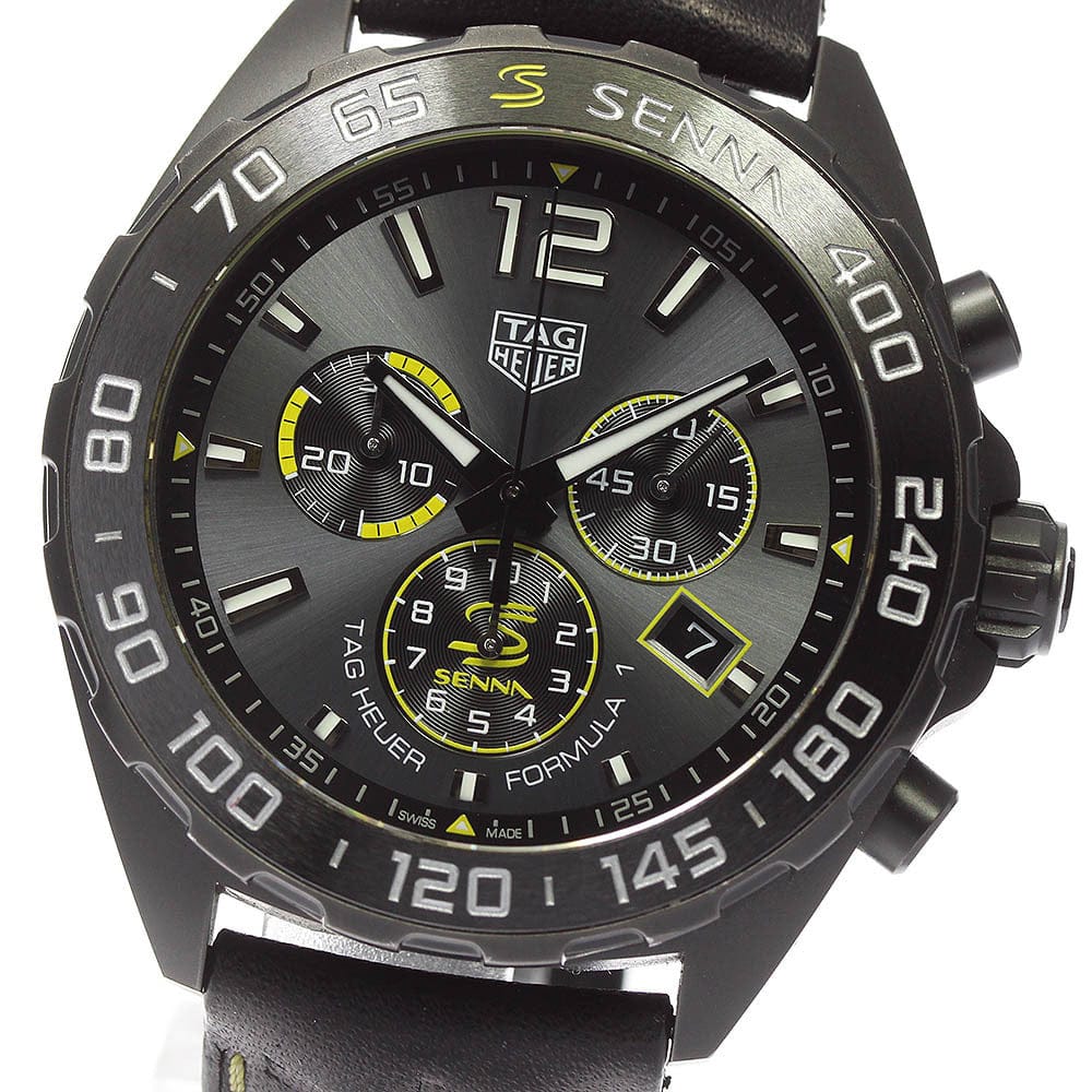 Buy Shop Tag Heuer Formula 1 Chronograph Senna Black Dial Black Leather Strap Watch for Men - CAZ101AJ.FC6487 USA Online