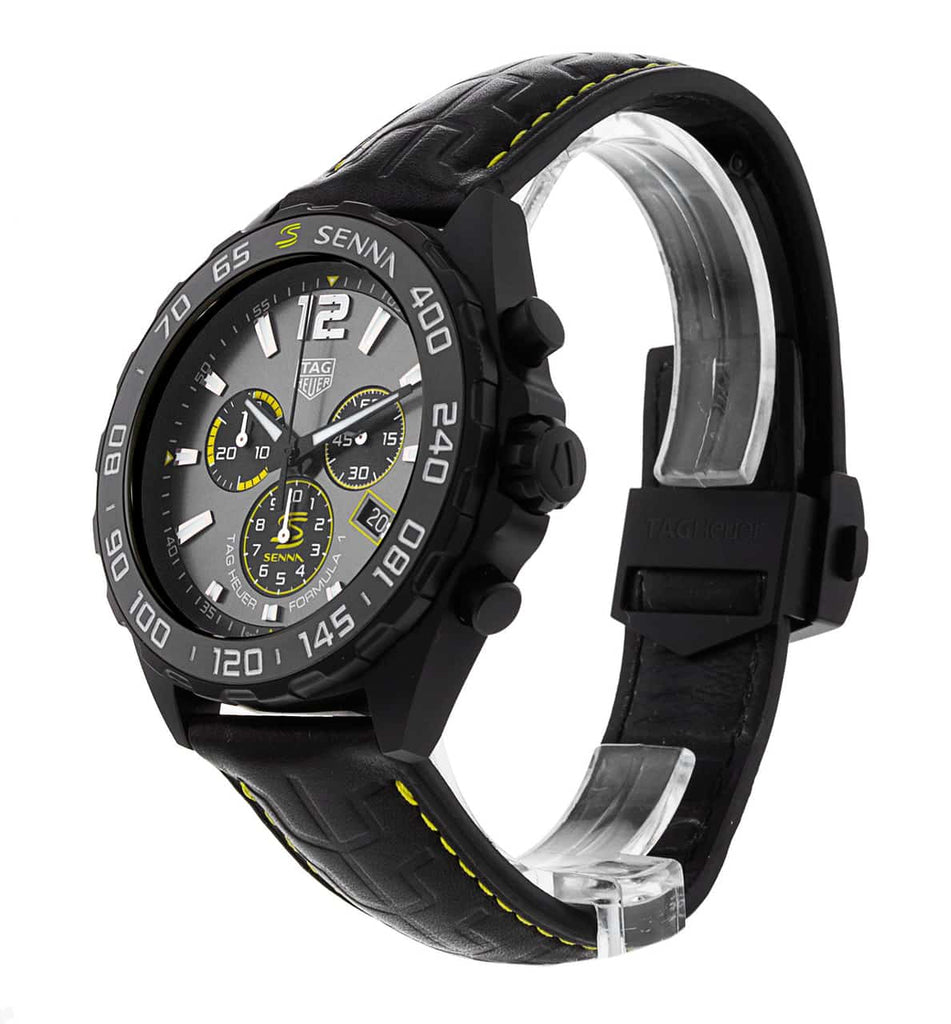 Buy Shop Tag Heuer Formula 1 Chronograph Senna Black Dial Black Leather Strap Watch for Men - CAZ101AJ.FC6487 USA Online