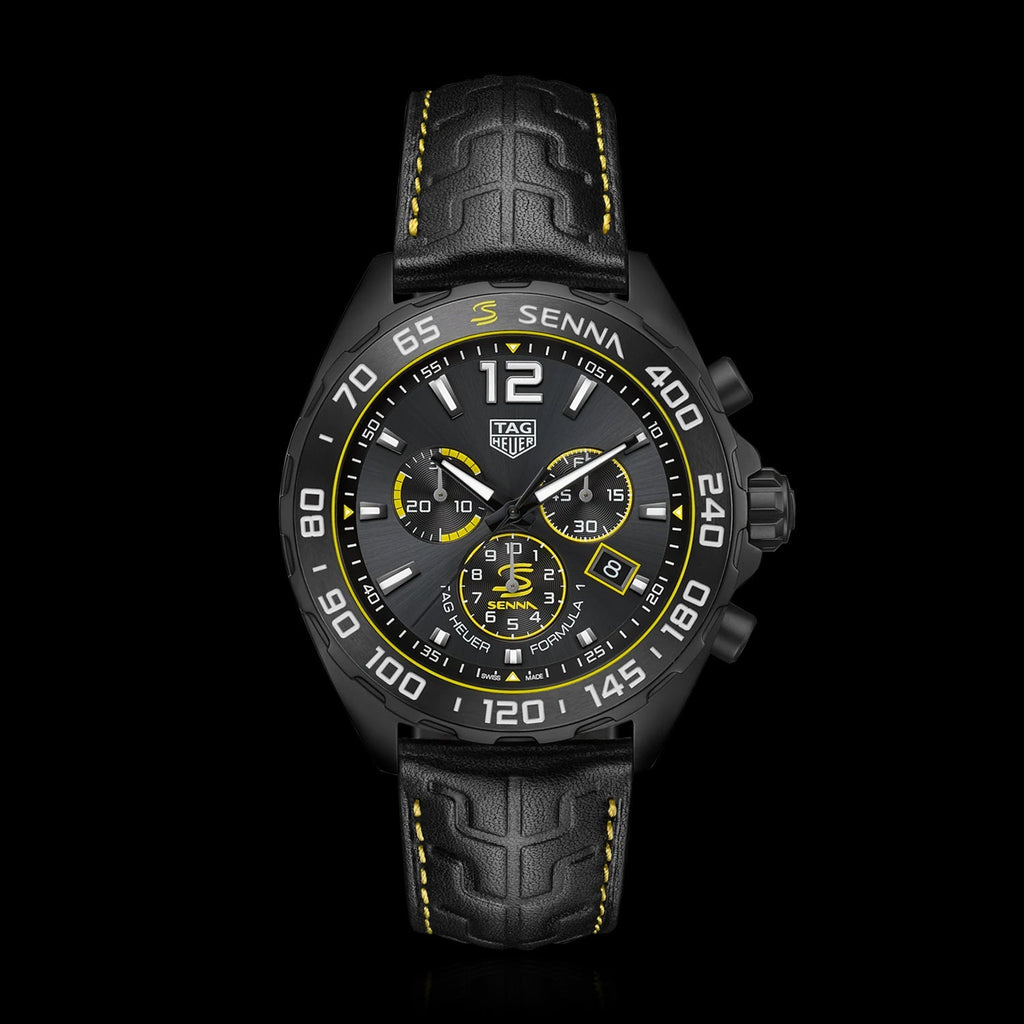 Buy Shop Tag Heuer Formula 1 Chronograph Senna Black Dial Black Leather Strap Watch for Men - CAZ101AJ.FC6487 USA Online