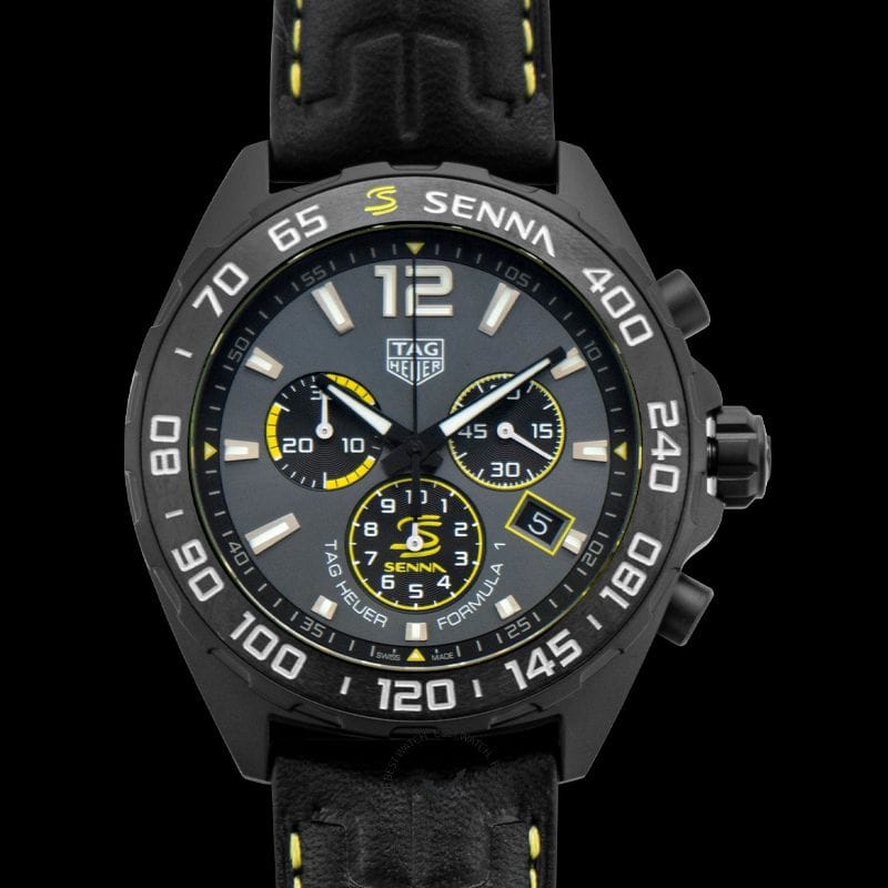Buy Shop Tag Heuer Formula 1 Chronograph Senna Black Dial Black Leather Strap Watch for Men - CAZ101AJ.FC6487 USA Online