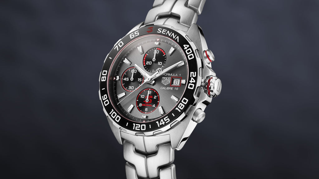 Tag Heuer Formula 1 Chronograph Senna Grey Dial Silver Steel Strap Watch for Men - CAZ201D.BA0633