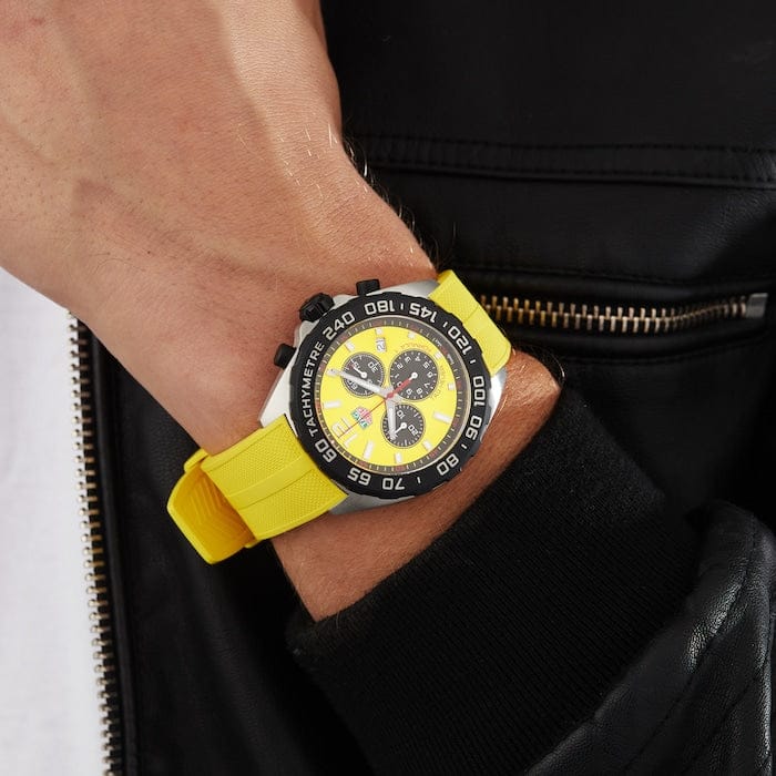 Buy Shop Tag Heuer Formula 1 Chronograph Yellow Dial Yellow Rubber Strap Watch for Men - CAZ101AM.FT8054 USA Online