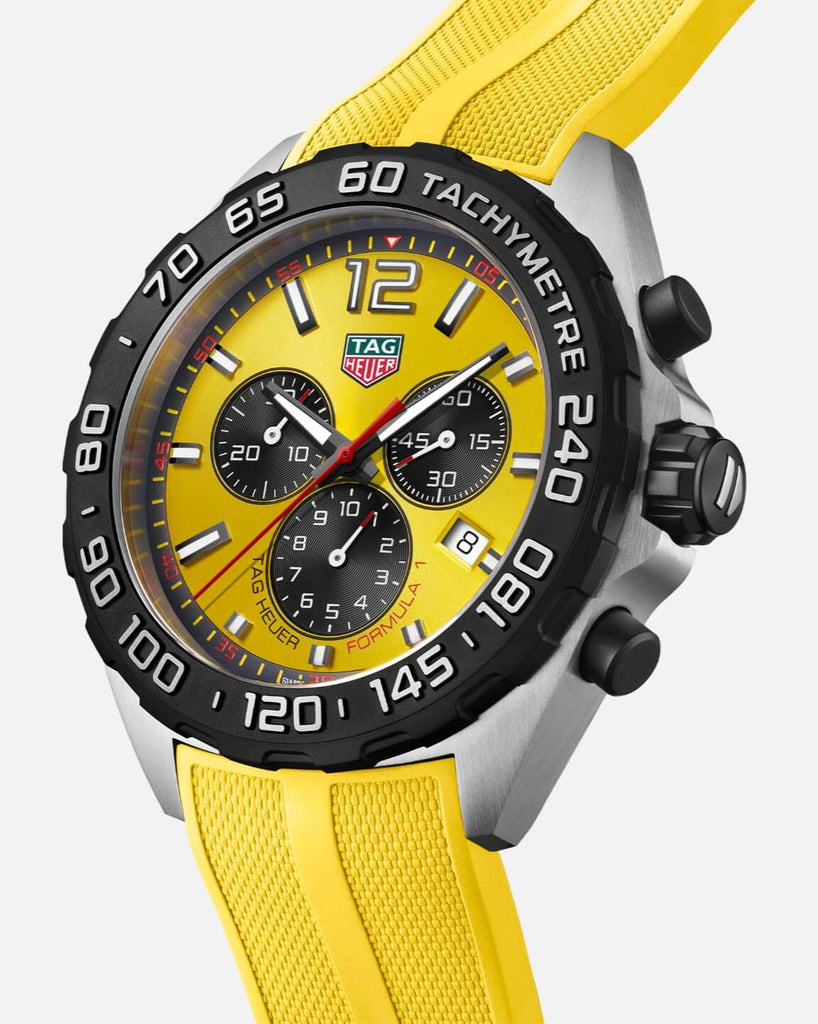 Buy Shop Tag Heuer Formula 1 Chronograph Yellow Dial Yellow Rubber Strap Watch for Men - CAZ101AM.FT8054 USA Online