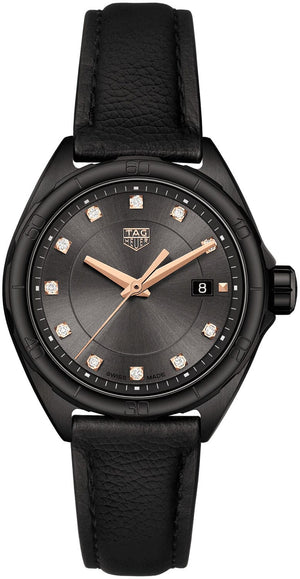 Buy Shop Tag Heuer Formula 1 Diamonds Black Dial Black Leather Strap Watch for Women - WBJ1417.FC8234 USA Online
