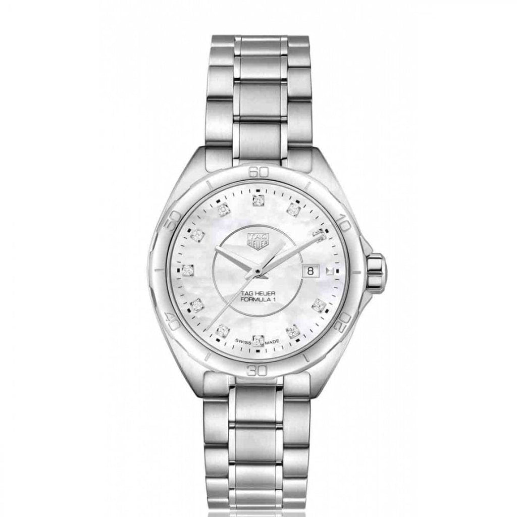 Buy Shop Tag Heuer Formula 1 Diamonds Mother Of Pearl White Dial Silver Steel Strap Watch for Women - WBJ1419.BA0664 USA Online