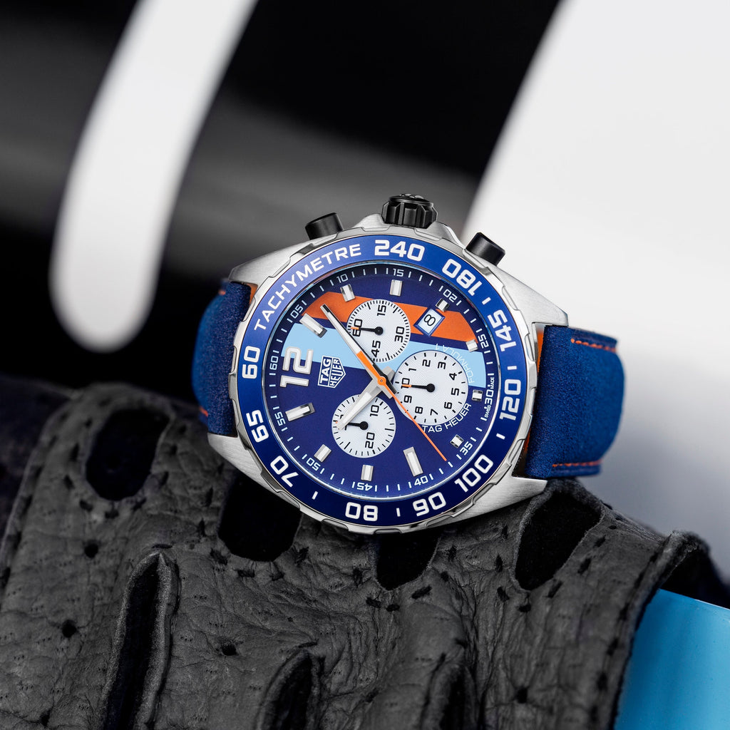 Buy Shop Tag Heuer Formula 1 Gulf Edition Blue Dial Blue Leather Strap Watch for Men - CAZ101N.FC8243 USA Online