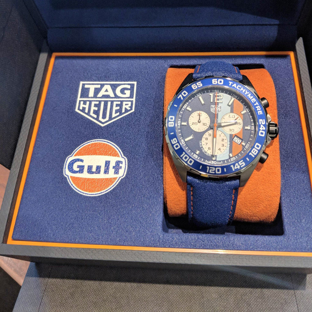 Buy Shop Tag Heuer Formula 1 Gulf Edition Blue Dial Blue Leather Strap Watch for Men - CAZ101N.FC8243 USA Online