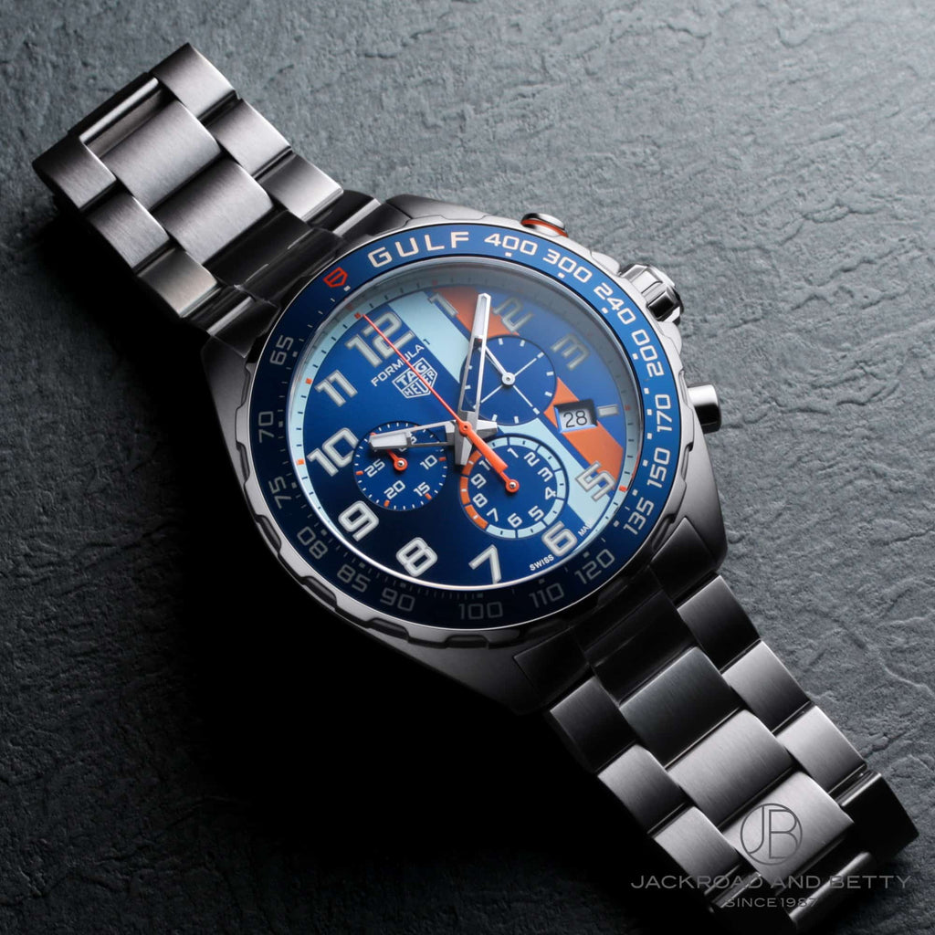 Buy Shop Tag Heuer Formula 1 Gulf Edition Chronograph Blue Dial Silver Steel Strap Watch for Men - CAZ101AT.BA0842 USA Online