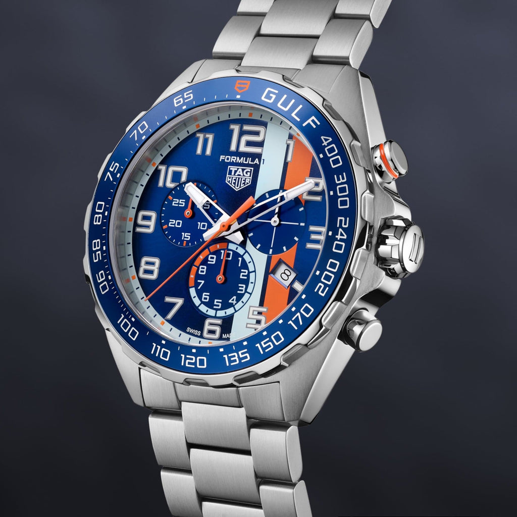Buy Shop Tag Heuer Formula 1 Gulf Edition Chronograph Blue Dial Silver Steel Strap Watch for Men - CAZ101AT.BA0842 USA Online