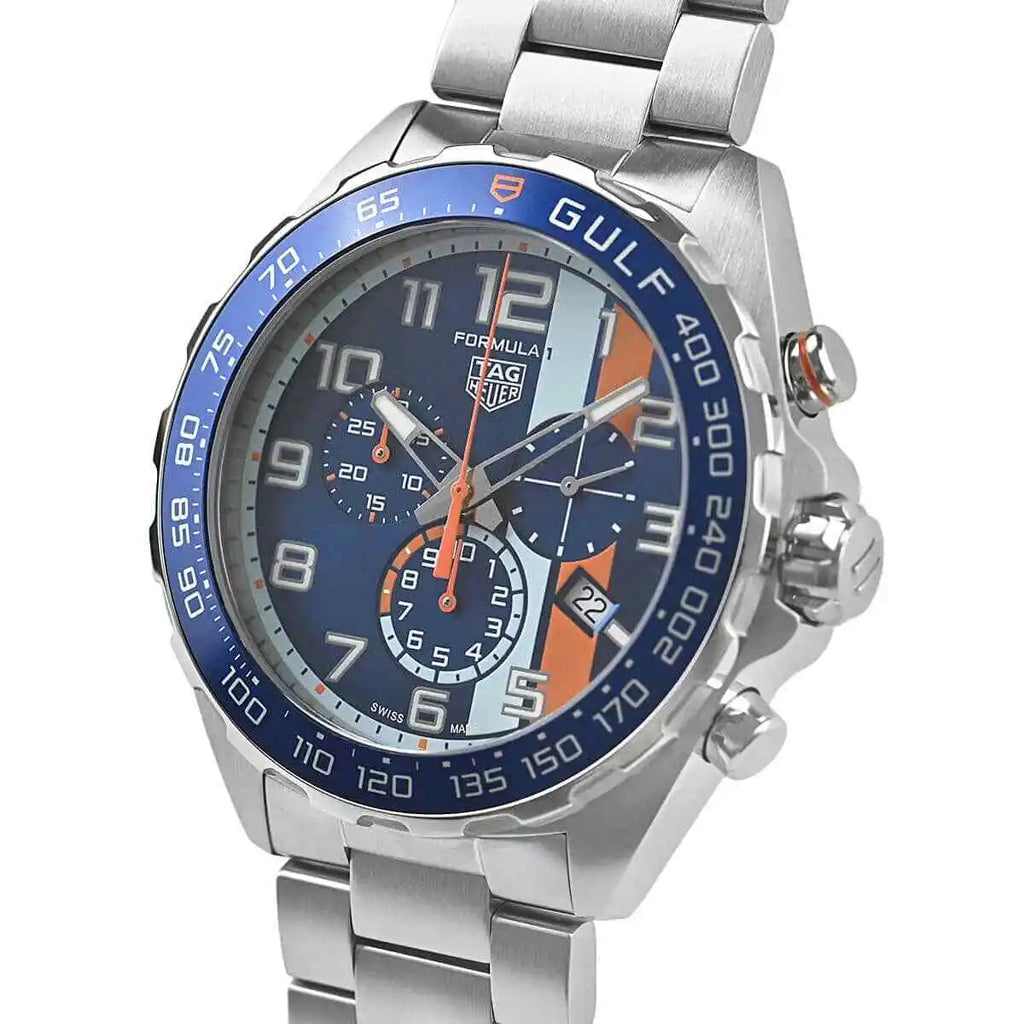 Buy Shop Tag Heuer Formula 1 Gulf Edition Chronograph Blue Dial Silver Steel Strap Watch for Men - CAZ101AT.BA0842 USA Online