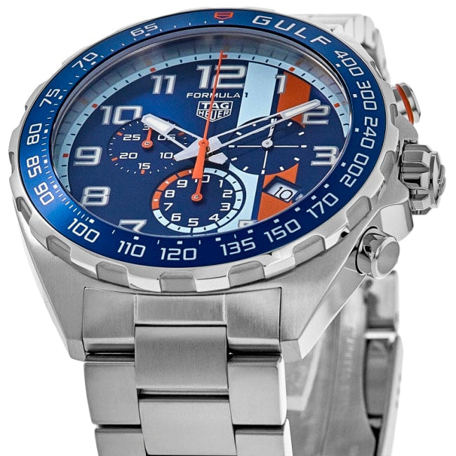 Buy Shop Tag Heuer Formula 1 Gulf Edition Chronograph Blue Dial Silver Steel Strap Watch for Men - CAZ101AT.BA0842 USA Online