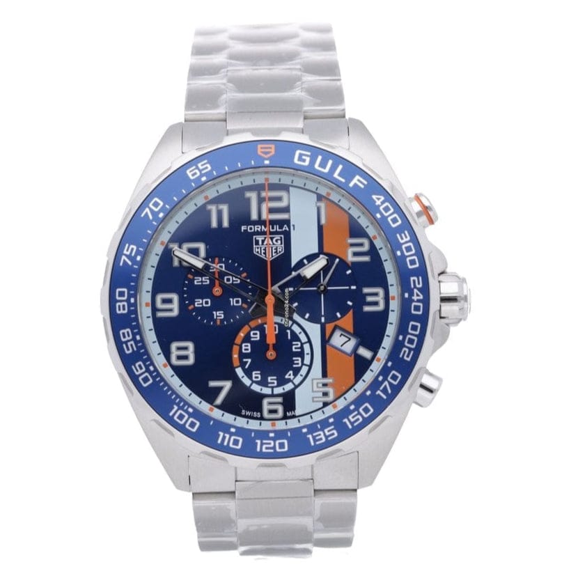 Buy Shop Tag Heuer Formula 1 Gulf Edition Chronograph Blue Dial Silver Steel Strap Watch for Men - CAZ101AT.BA0842 USA Online