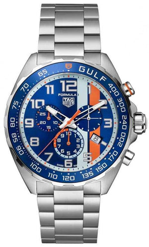 Buy Shop Tag Heuer Formula 1 Gulf Edition Chronograph Blue Dial Silver Steel Strap Watch for Men - CAZ101AT.BA0842 USA Online