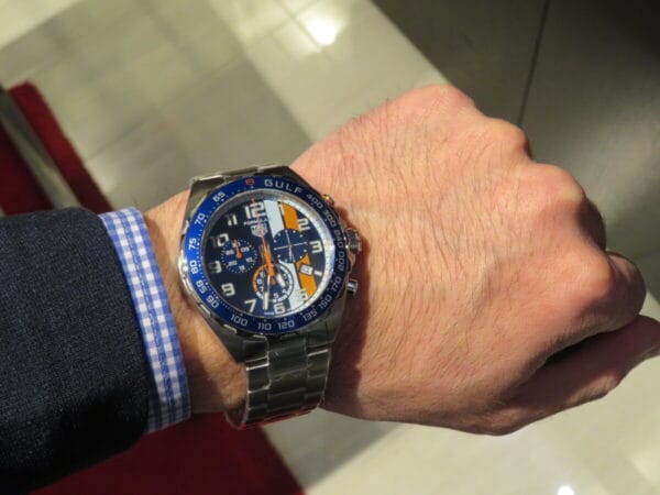 Tag Heuer Formula 1 Gulf Edition Chronograph Blue Dial Silver Steel Strap Watch for Men - CAZ101AT.BA0842