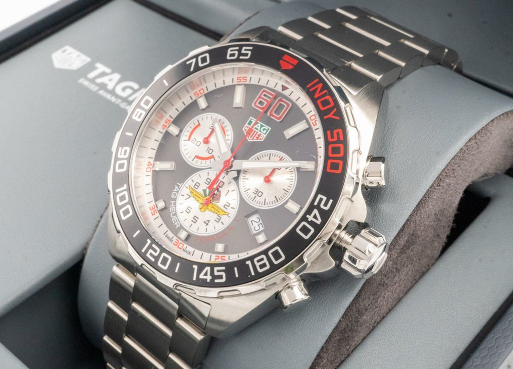 Buy Shop Tag Heuer Formula 1 Indy 500 Special Edition Black Dial Silver Steel Strap Watch for Men - CAZ101V.BA0842 USA Online