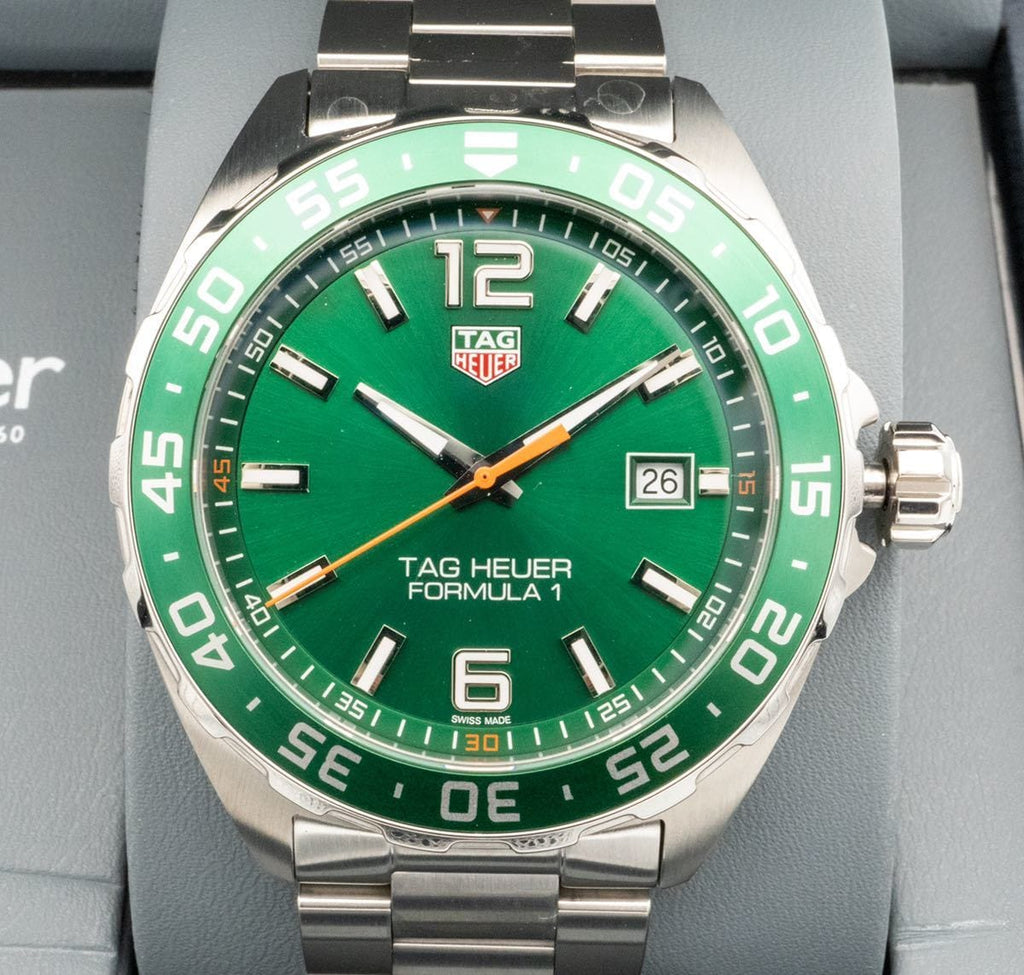 Buy Shop Tag Heuer Formula 1 Limited Edition Green Dial Silver Steel Strap Watch for Men - WAZ1017.BA0842 USA Online