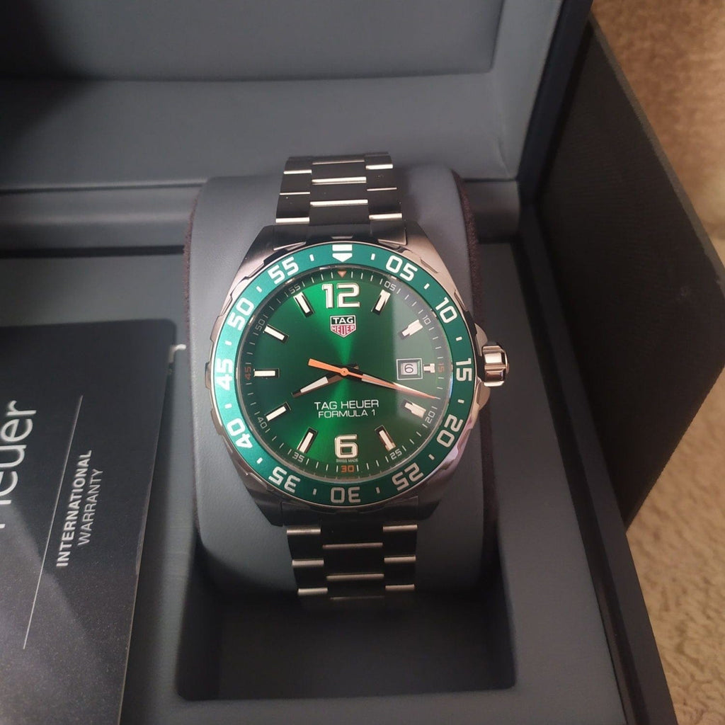 Buy Shop Tag Heuer Formula 1 Limited Edition Green Dial Silver Steel Strap Watch for Men - WAZ1017.BA0842 USA Online