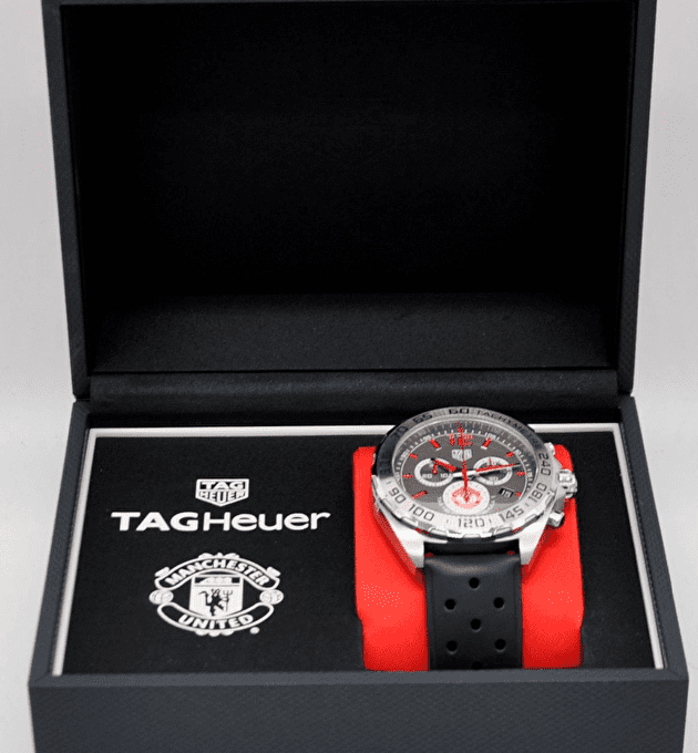 Buy Shop Tag Heuer Formula 1 Manchester United Special Edition Grey Dial Black Silicone Strap Watch for Men - CAZ101M.FT8024 USA Online