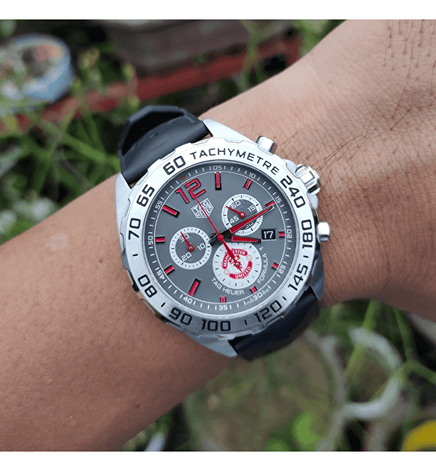 Buy Shop Tag Heuer Formula 1 Manchester United Special Edition Grey Dial Black Silicone Strap Watch for Men - CAZ101M.FT8024 USA Online