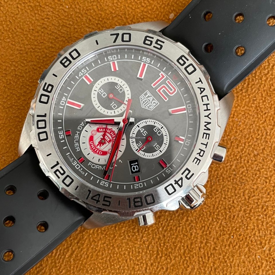 Buy Shop Tag Heuer Formula 1 Manchester United Special Edition Grey Dial Black Silicone Strap Watch for Men - CAZ101M.FT8024 USA Online