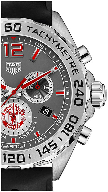 Buy Shop Tag Heuer Formula 1 Manchester United Special Edition Grey Dial Black Silicone Strap Watch for Men - CAZ101M.FT8024 USA Online