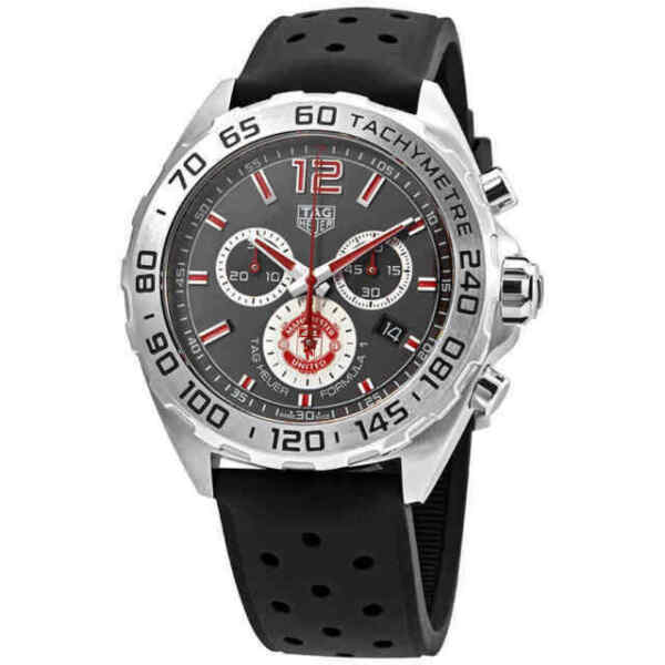 Buy Shop Tag Heuer Formula 1 Manchester United Special Edition Grey Dial Black Silicone Strap Watch for Men - CAZ101M.FT8024 USA Online