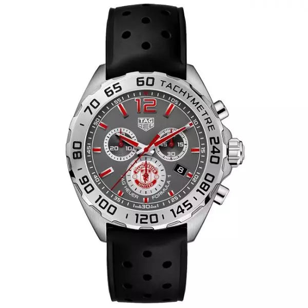 Buy Shop Tag Heuer Formula 1 Manchester United Special Edition Grey Dial Black Silicone Strap Watch for Men - CAZ101M.FT8024 USA Online