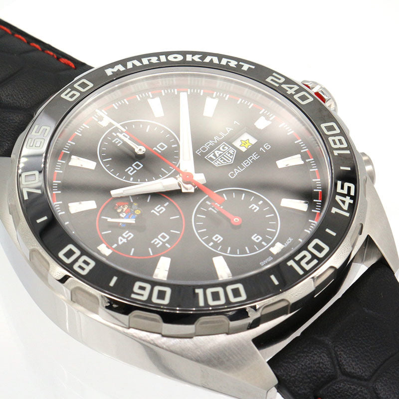 Buy Shop Tag Heuer Formula 1 Mario Kart Chronograph Black Dial Black Leather Strap Watch for Men - CAZ201E.FC6517 USA Online