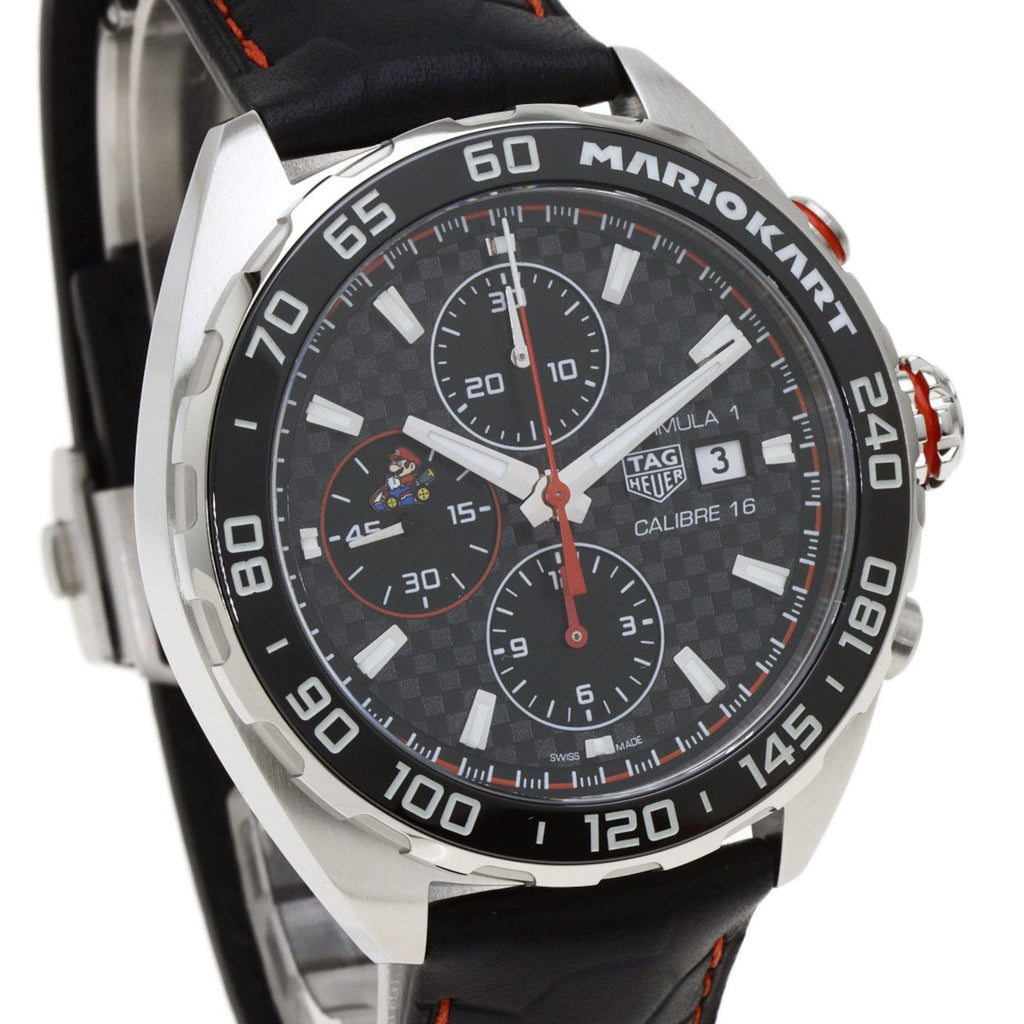 Buy Shop Tag Heuer Formula 1 Mario Kart Chronograph Black Dial Black Leather Strap Watch for Men - CAZ201E.FC6517 USA Online
