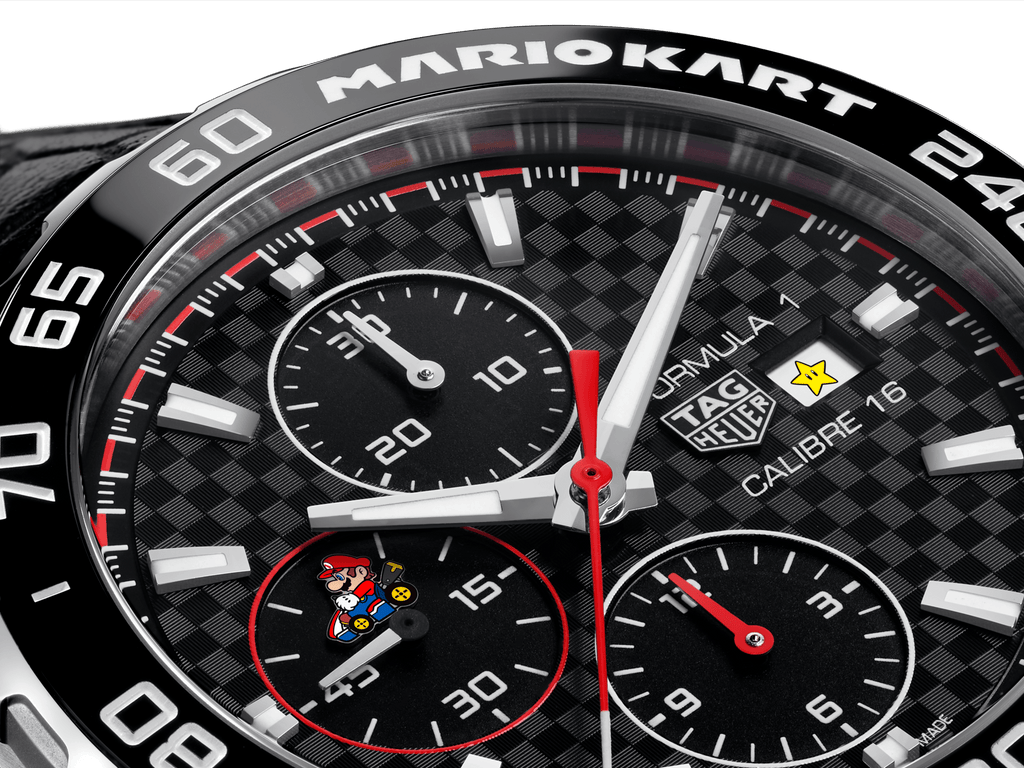 Buy Shop Tag Heuer Formula 1 Mario Kart Chronograph Black Dial Black Leather Strap Watch for Men - CAZ201E.FC6517 USA Online