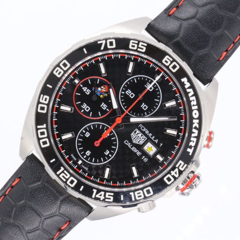 Buy Shop Tag Heuer Formula 1 Mario Kart Chronograph Black Dial Black Leather Strap Watch for Men - CAZ201E.FC6517 USA Online