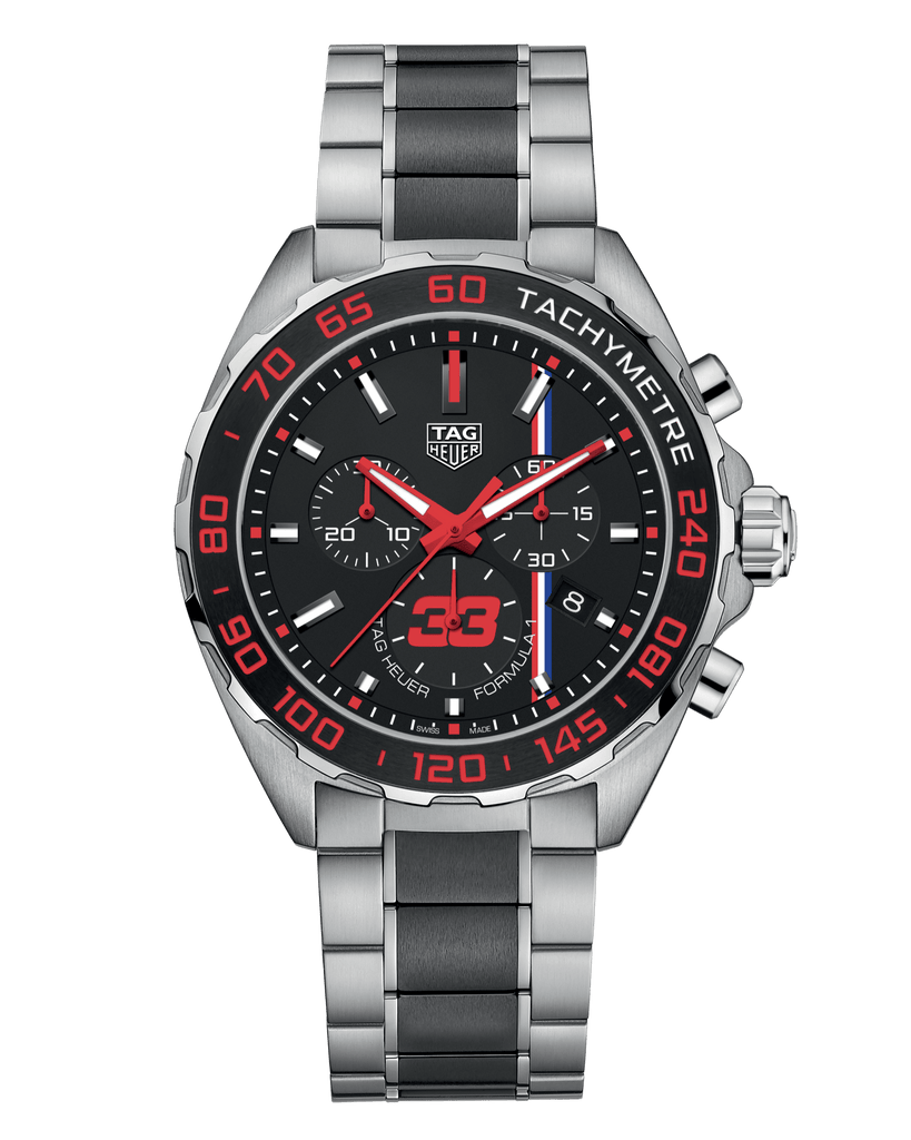 Buy Shop Tag Heuer Formula 1 Max Verstappen Limited Edition Grey Dial Two Tone Steel Strap Watch for Gents - CAZ101U.BA0843 USA Online