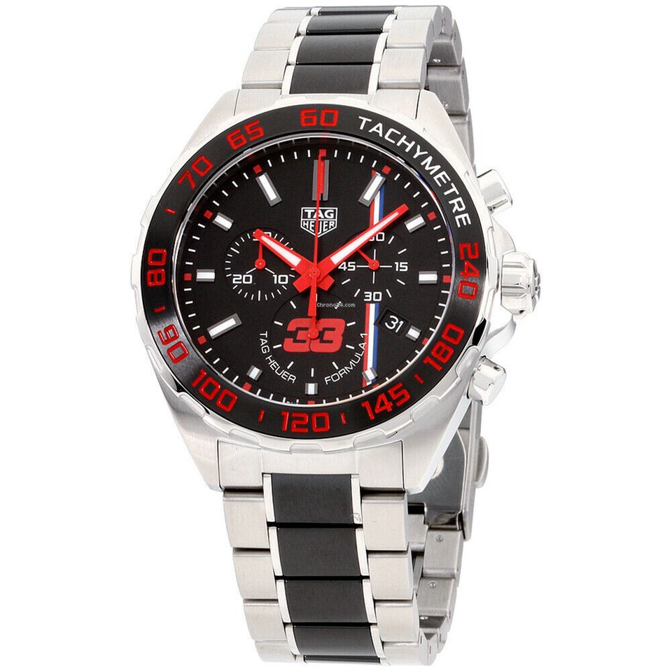 Buy Shop Tag Heuer Formula 1 Max Verstappen Limited Edition Grey Dial Two Tone Steel Strap Watch for Gents - CAZ101U.BA0843 USA Online