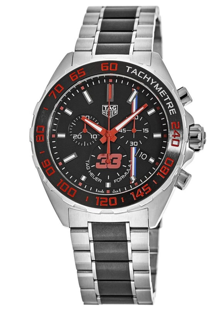 Buy Shop Tag Heuer Formula 1 Max Verstappen Limited Edition Grey Dial Two Tone Steel Strap Watch for Gents - CAZ101U.BA0843 USA Online
