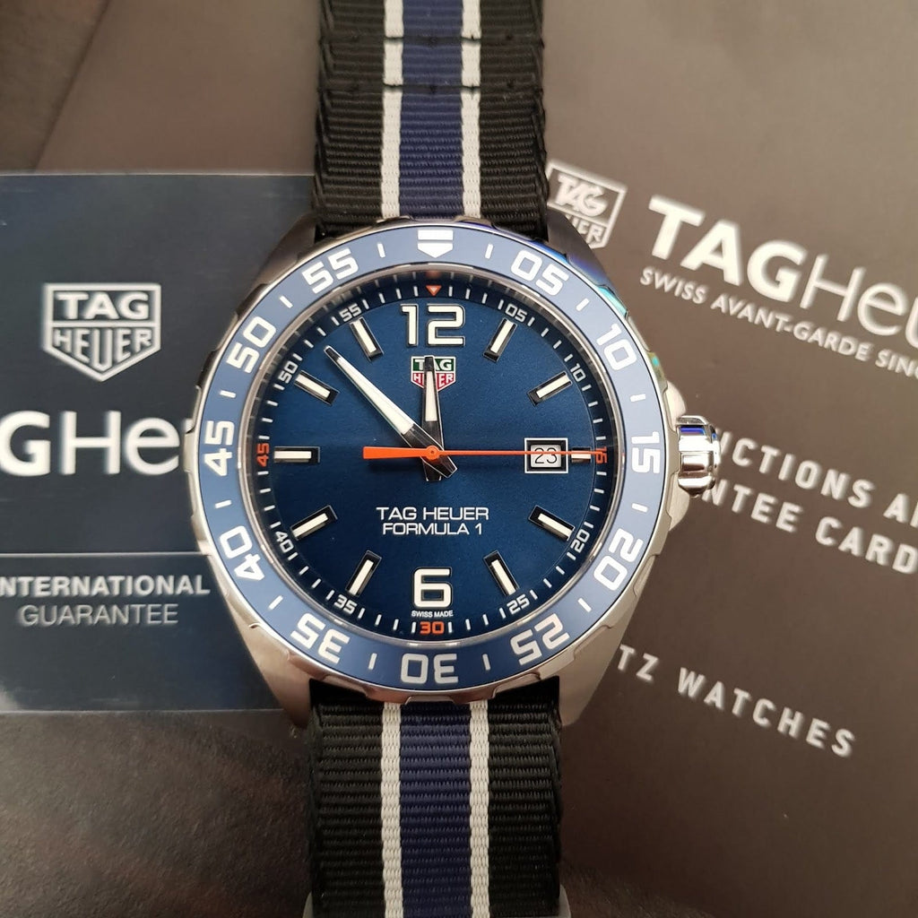 Buy Shop Tag Heuer Formula 1 Quartz Blue Dial Two Tone NATO Strap Watch for Men - WAZ1010.FC8197 USA Online