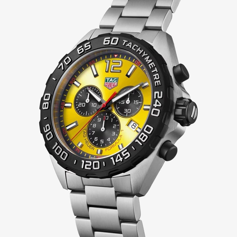 Buy Shop Tag Heuer Formula 1 Quartz Chronograph Yellow Dial Silver Steel Strap Watch for Men - CAZ101AM.BA0842 USA Online