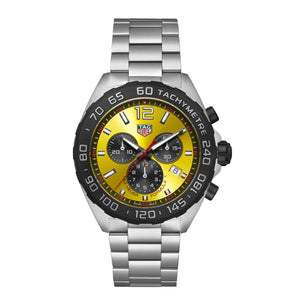 Buy Shop Tag Heuer Formula 1 Quartz Chronograph Yellow Dial Silver Steel Strap Watch for Men - CAZ101AM.BA0842 USA Online