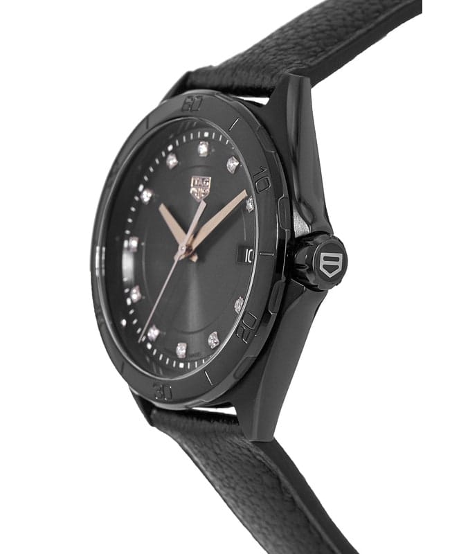 Buy Shop Tag Heuer Formula 1 Quartz Diamonds Black Dial Black Leather Strap Watch for Women - WBJ1317.FC8230 USA Online