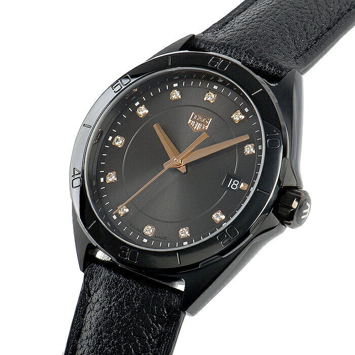 Buy Shop Tag Heuer Formula 1 Quartz Diamonds Black Dial Black Leather Strap Watch for Women - WBJ1317.FC8230 USA Online