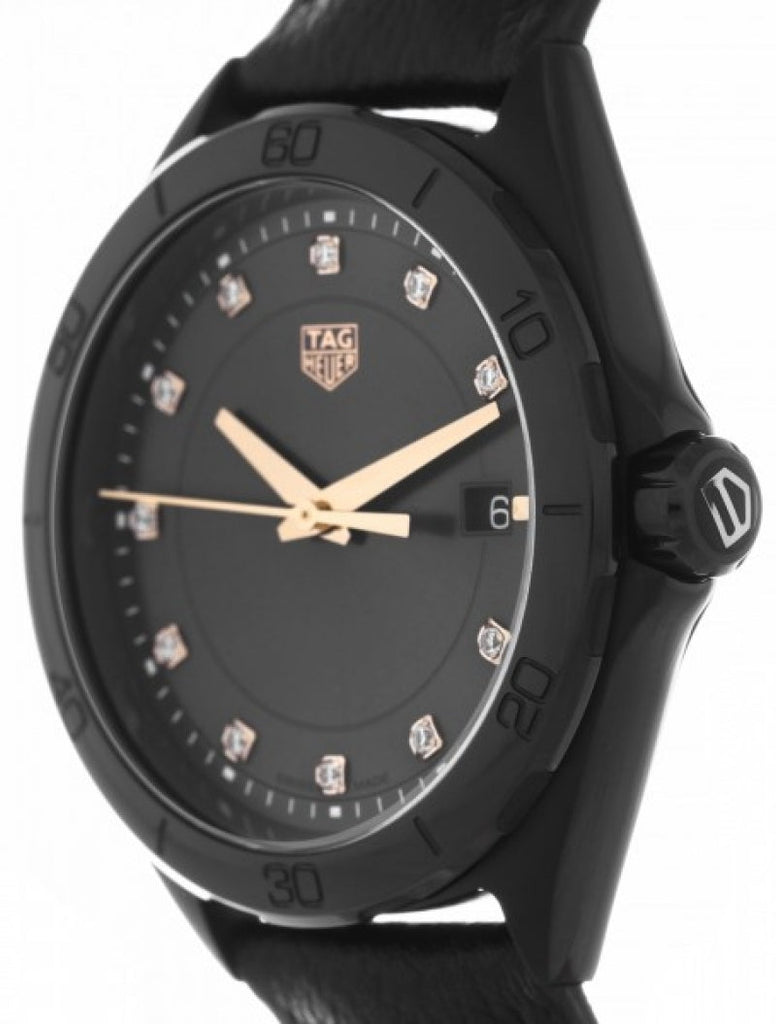 Buy Shop Tag Heuer Formula 1 Quartz Diamonds Black Dial Black Leather Strap Watch for Women - WBJ1317.FC8230 USA Online