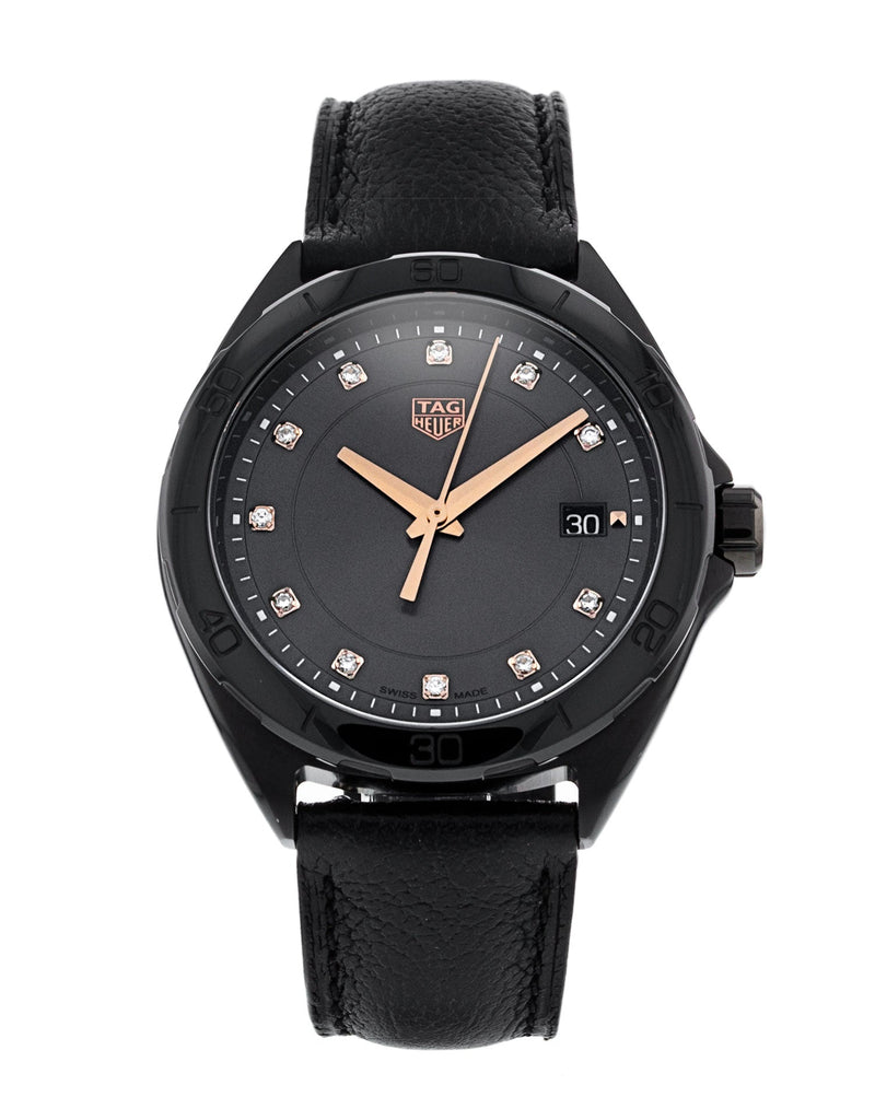 Buy Shop Tag Heuer Formula 1 Quartz Diamonds Black Dial Black Leather Strap Watch for Women - WBJ1317.FC8230 USA Online