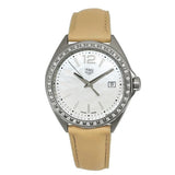 Buy Shop Tag Heuer Formula 1 Quartz Diamonds Mother of Pearl Dial Beige Leather Strap Watch for Women - WBJ131A.FC8254 USA Online