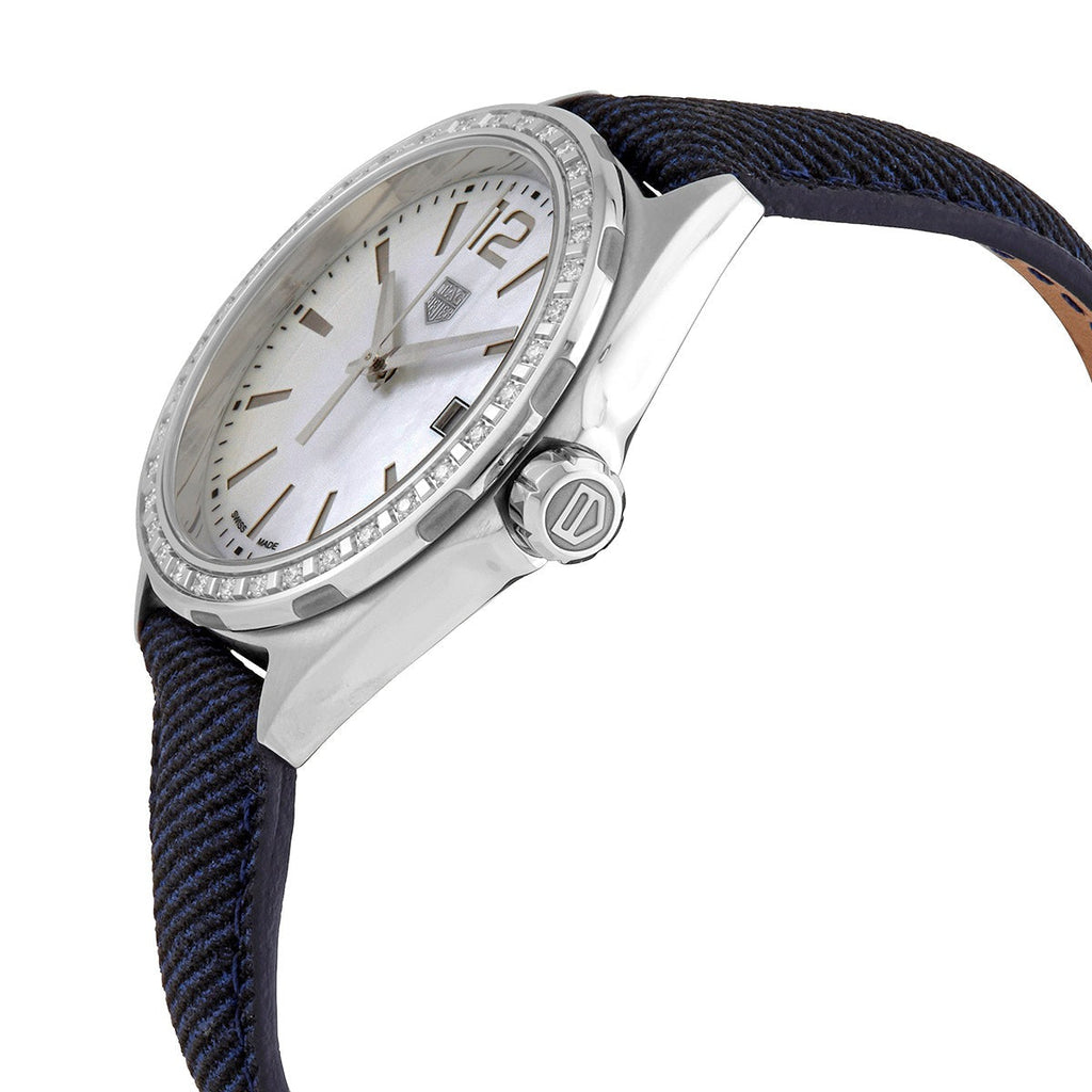 Buy Shop Tag Heuer Formula 1 Quartz Diamonds Mother of Pearl Dial Blue Leather Strap Watch for Women - WBJ131A.FC8251 USA Online