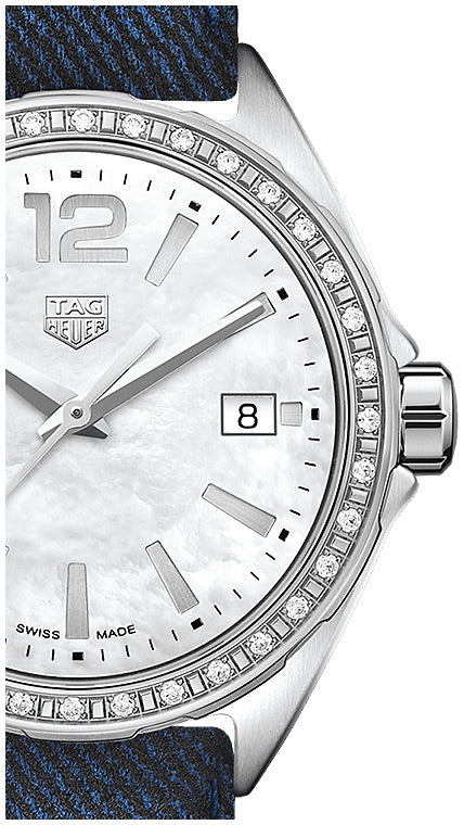 Buy Shop Tag Heuer Formula 1 Quartz Diamonds Mother of Pearl Dial Blue Leather Strap Watch for Women - WBJ131A.FC8251 USA Online