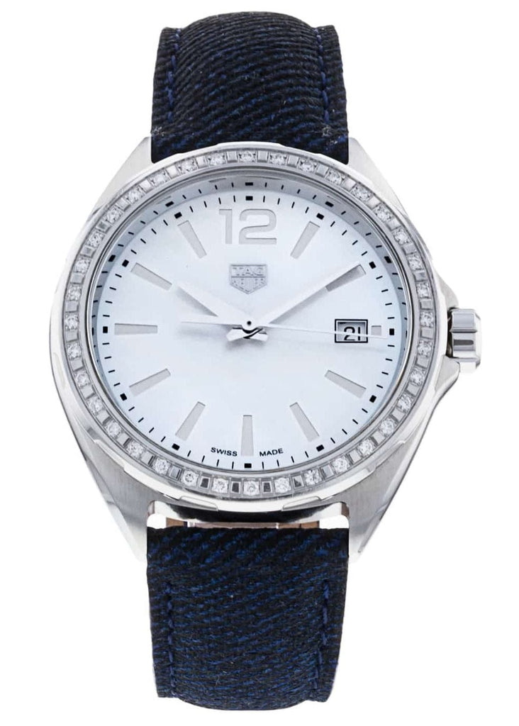 Buy Shop Tag Heuer Formula 1 Quartz Diamonds Mother of Pearl Dial Blue Leather Strap Watch for Women - WBJ131A.FC8251 USA Online